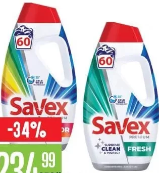 Savex Premium Supreme Clean & Protect, жидкое средство для стирки, 2,7 л, Color / Fresh, 60 стирок