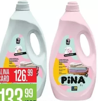 Pina Universal Washing Gel, жидкое средство для стирки, 5 л, разные варианты; акционная цена 133,99 лея, с Alina Card 126,99 лея