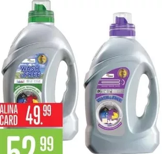 Wash & Free, жидкое средство для стирки, 2 л, разные варианты, включая Universal Washing Gel; акционная цена 52,99 лея, с Alina Card 49,99 лея