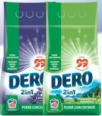 DERO 2в1 концентрированный стиральный порошок, 40 стирок; лаванда, горная свежесть