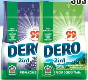 DERO 2в1 концентрированный стиральный порошок, 60 стирок; лаванда, горная свежесть