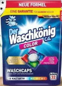 DER WASCHKÖNIG C.G. Color, капсулы для стирки, 32 шт.; цена с Alina Card 132.99 MDL