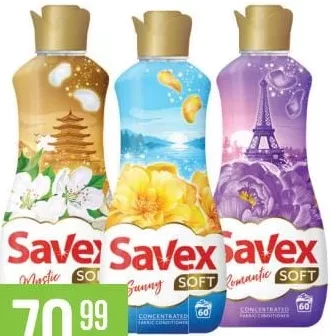 SAVEX Soft кондиционер для белья, 1,5 л, 60 стирок; Mystic, Sunny, Romantic