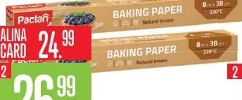 PACLAN натуральная коричневая бумага для выпечки, 8 м × 38 см, до 220 °C; цена с Alina Card 24.99 MDL