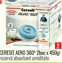 CERESIT AERO 360° сменные блоки для влагопоглотителя, 2 шт. × 450 г