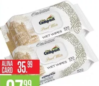 ULTRACOMPACT Ottoman Pearl White влажные салфетки с крышкой, 100 шт.; цена с Alina Card 35.99 MDL