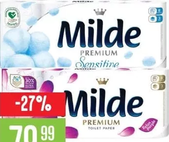 MILDE Premium туалетная бумага, 3 слоя, 8 рулонов; Sensitive, Relax Purple