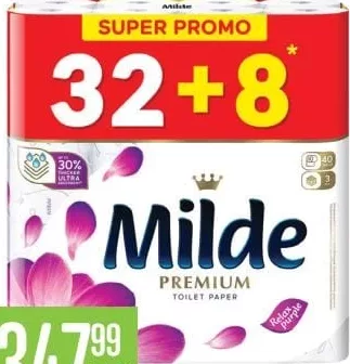 MILDE Premium туалетная бумага, 3 слоя, 32 + 8 рулонов, Relax Purple и другие варианты