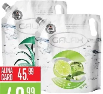 GALAX жидкое мыло, сменный пакет, 1,5 л, в ассортименте; цена с Alina Card 45.99 MDL