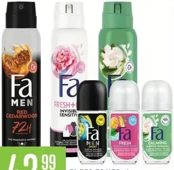 FA DEO Men Red Cedarwood / Men Sport / Fresh+ Invisible Sensitive / Fresh / Calming дезодорант-антиперспирант роликовый/спрей, 50/150 мл, в ассортименте