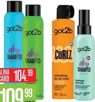 GOT2B Dry Shampoo / Curlz Refreshing Dry Oil Mist / 2 in 1 Refreshing Spray Mist сухой шампунь, 150/200 мл, в ассортименте; с ALINA CARD: 104.99 MDL