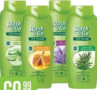 WASH & GO 100% Volume шампунь, 675 мл, в ассортименте: алоэ вера / мёд / лаванда / крапива