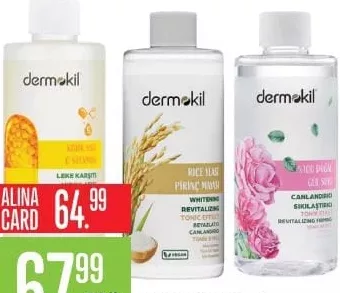 DERMOKIL Vitamin C / Rice Bran / Rose Water тоник для лица, 200 мл, в ассортименте; с ALINA CARD: 64.99 MDL