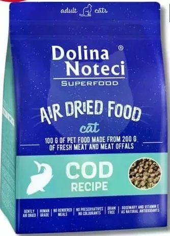 DOLINA NOTECI Superfood Air Dried Food, hrană uscată la aer pentru pisici adulte, cod, 1 kg