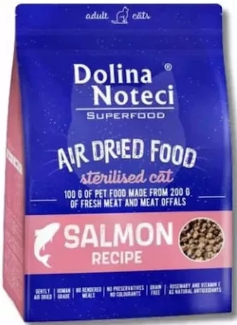 DOLINA NOTECI Superfood Air Dried Food, hrană uscată la aer pentru pisici adulte sterilizate, somon, 1 kg
