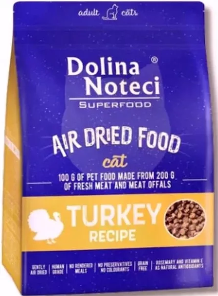 DOLINA NOTECI Superfood Air Dried Food, hrană uscată la aer pentru pisici adulte, curcan, 1 kg
