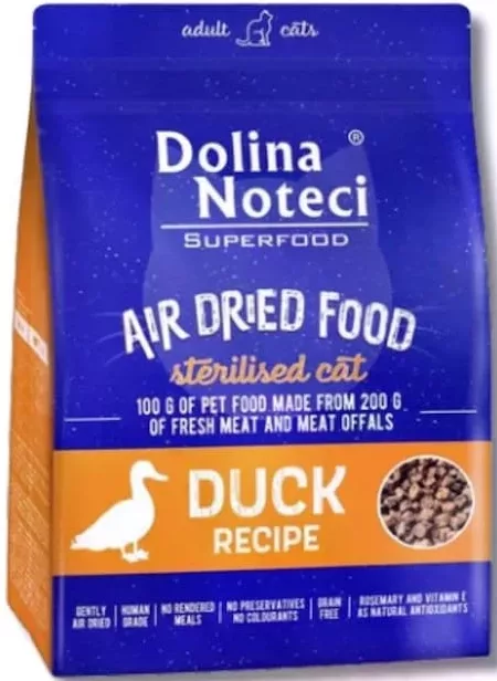 DOLINA NOTECI Superfood Air Dried Food, hrană uscată la aer pentru pisici adulte sterilizate, rață, 1 kg