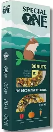 SPECIAL ONE Donuts pentru rozătoare, ardei, dovleac și morcovi, 3 buc., 60 g