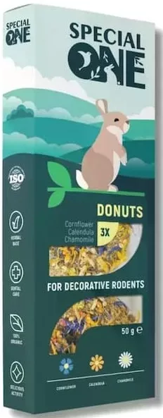 SPECIAL ONE Donuts pentru rozătoare, albăstrele, gălbenele și mușețel, 3 buc., 50 g
