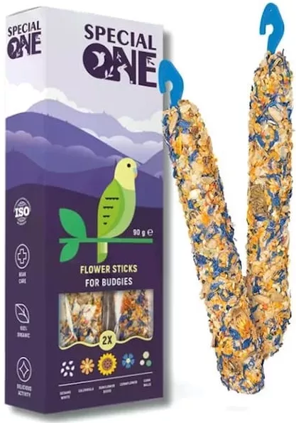 SPECIAL ONE Flower Sticks, цветочные палочки для волнистых попугаев, 2 шт., 90 г