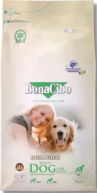 BonaCibo Hypoallergenic Adult Dog, hrană uscată pentru câini adulți de toate rasele, miel și orez, 1 kg, vrac