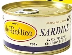 Sardine în suc propriu DE BALTICA, 230 g