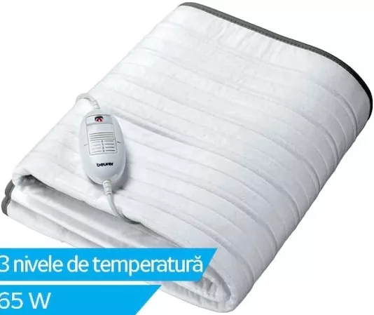 beurer Pătură electrică TS17; 3 nivele de temperatură; 65 W; 150 × 80 cm