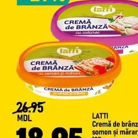 LATTI Cremă de brânză cu somon și mărar/usturoi 135g