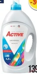 Gel pentru rufe Active, în sortiment, 4,5 L; Ofertă valabilă 01-11.10.2026. În limita stocului disponibil; nu se cumulează cu alte promoții.