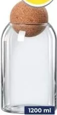 Borcan din sticlă cu capac bilă din plută, 1200 ml; Ofertă valabilă 01-11.10.2026. În limita stocului disponibil; nu se cumulează cu alte promoții.