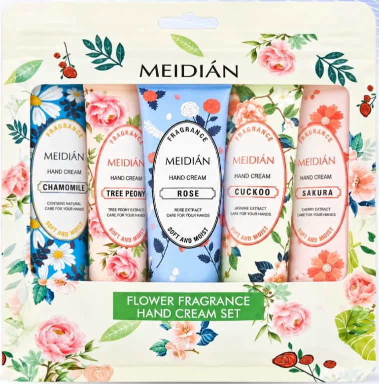 Set creme de mâini floral, Meidian, 5 buc x 30 g; preț exclusiv online; nu se cumulează cu alte promoții și reduceri