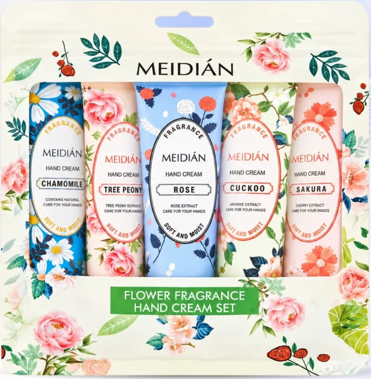 Set creme de mâini floral, Meidian, 5 buc x 30 g; preț exclusiv online; nu se cumulează cu alte promoții și reduceri