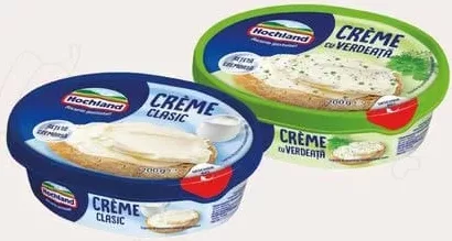 HOCHLAND Cremă de brânză clasic/cu verdeață 200 g