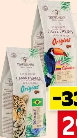 TEMPELMANN Caffè Crema Origins Cafea boabe Brazil/Colombia, 100% Arabica, 1000 g