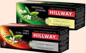HILLWAY Ceai negru/verde, sortiment divers: Fine Earl Grey/Oriental Jasmine, 25 plicuri