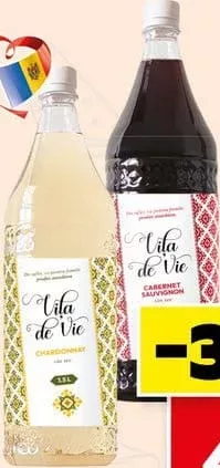 VIȚĂ DE VIE Vin roșu/alb, sortiment divers: Cabernet Sauvignon/Chardonnay, 1,5 L