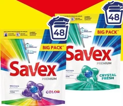 SAVEX Detergent capsule Color/Fresh 2 în 1, 48 buc