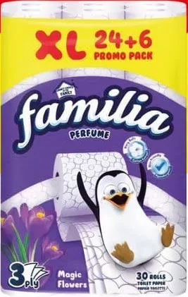 FAMILIA Hârtie igienică Flower, 3 straturi, 24+6 buc