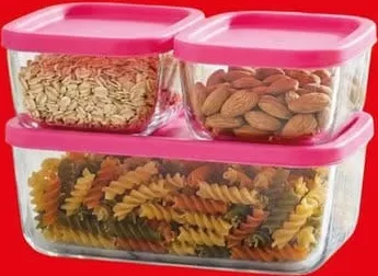 LAV Set recipiente din sticlă, 3 buc