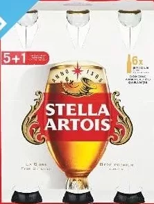 STELLA ARTOIS Bere blondă, 5% alcool, 6 x 0,33 l, sticlă, pachet promoțional, cupon Kaufland Card XTRA