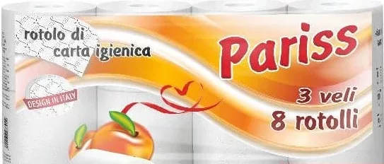 PARISS Hârtie igienică piersică, 3 straturi, 8 role