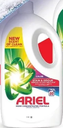 ARIEL Detergent pentru rufe Color / Mountain Spring, 80 de utilizări, 3,6 l / 5,2 kg