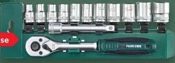 PARKSIDE Chei tubulare cu clichet, 3/8″, 13 piese, 1 set