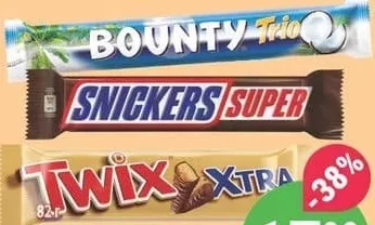 Baton de ciocolată SNICKERS/BOUNTY TRIO/TWIX XTRA 80g