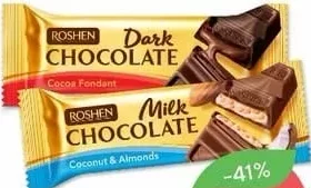 Batonaș Roshen de ciocolată lapte/cremă brule 33 g