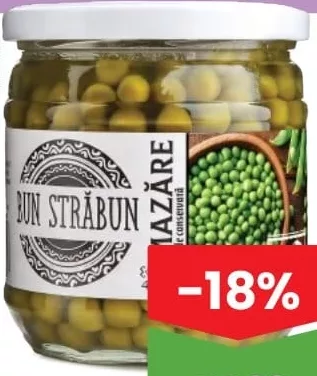 BUN STRĂBUN Mazăre verde conservată 400g
