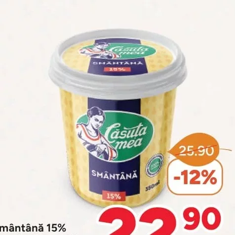 Smântână 15% Căsuța Mea, 350g