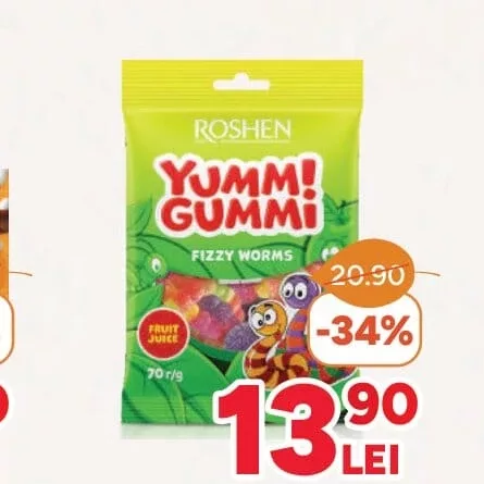 Bomboane de jeleu Yummy Gummy, 70g