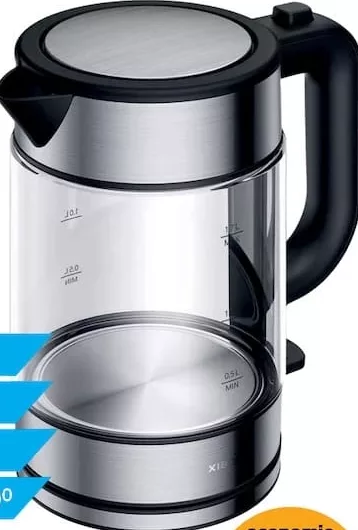 Fierbător Xiaomi Electric Glass Kettle, 1,7 l, 2200 W, inox/sticlă, rotire 360°