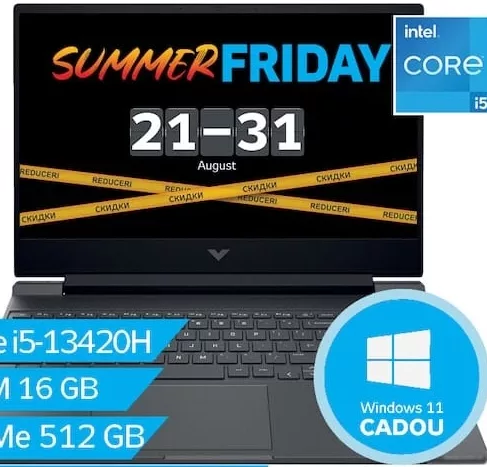 Laptop HP Victus 15-fa2082WM (B5EQ3UA#ABA), 15,6″, Core i5-13420H, RAM 16 GB, NVMe 512 GB, GeForce RTX4050 6 GB; Windows 11 cadou